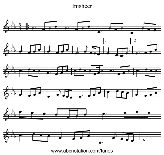 Inisheer - staff notation