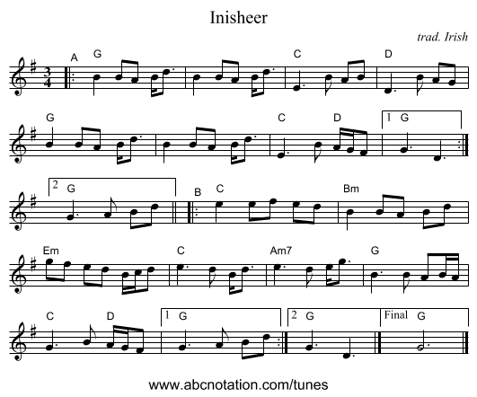 Inisheer - staff notation