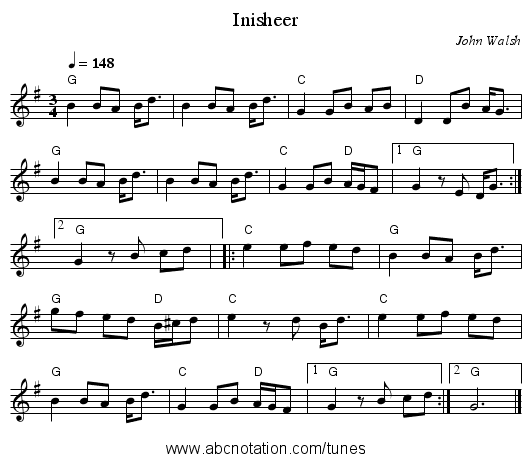 Inisheer - staff notation