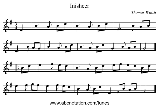 Inisheer - staff notation