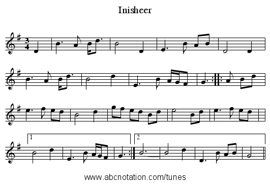 Inisheer - staff notation