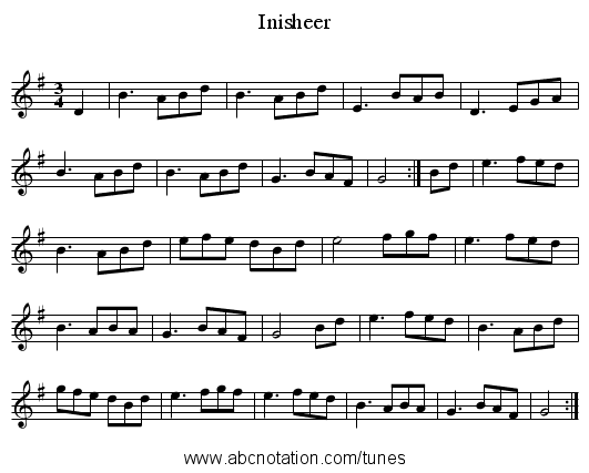 Inisheer - staff notation