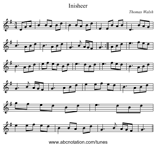 Inisheer - staff notation