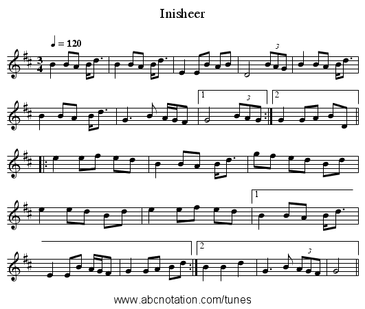 Inisheer - staff notation