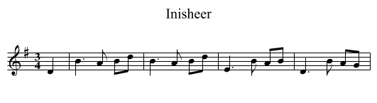 Inisheer - staff notation