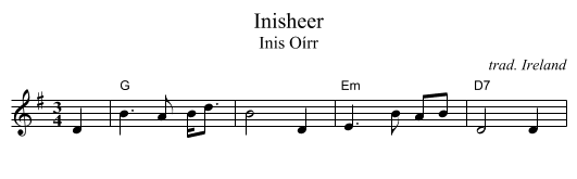Inisheer - staff notation