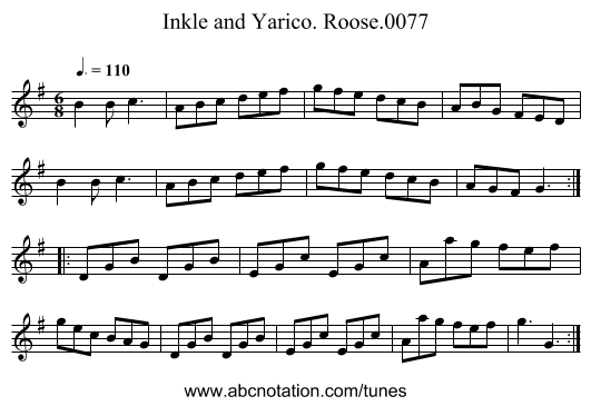 Inkle and Yarico. Roose.0077 - staff notation