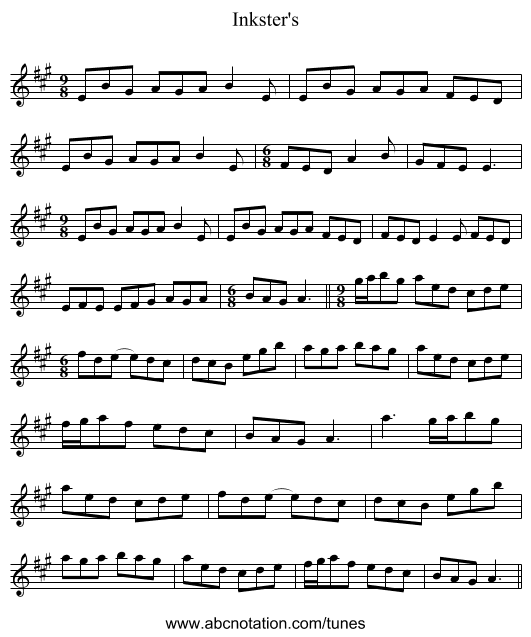 Inkster's - staff notation