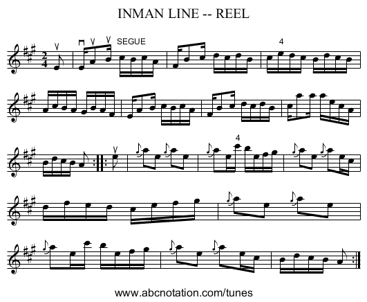 INMAN LINE -- REEL - staff notation