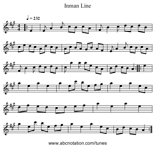 Inman Line - staff notation