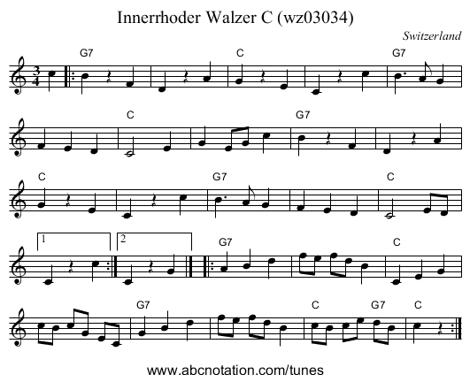 Innerrhoder Walzer C (wz03034) - staff notation