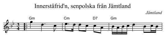 Innerst&aring;frid'n, senpolska fr&aring;n J&auml;mtland - staff notation