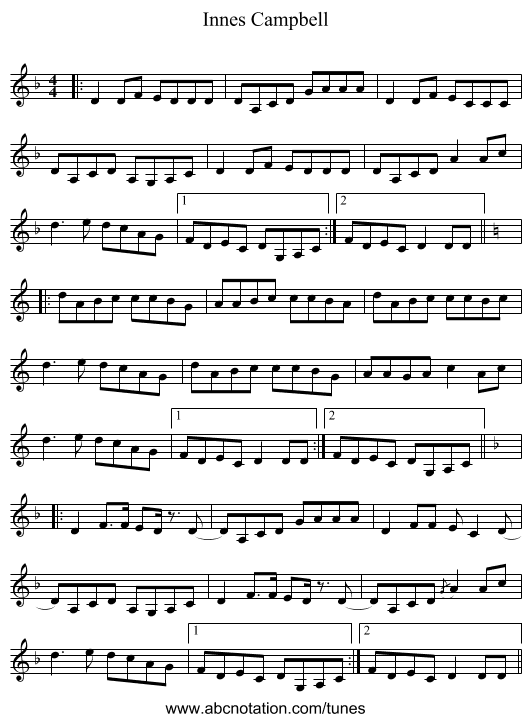 Innes Campbell - staff notation