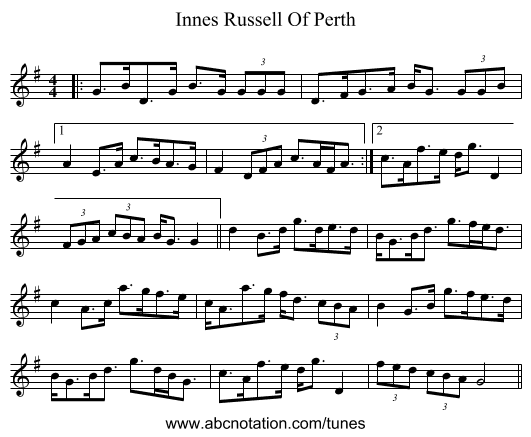 Innes Russell Of Perth - staff notation