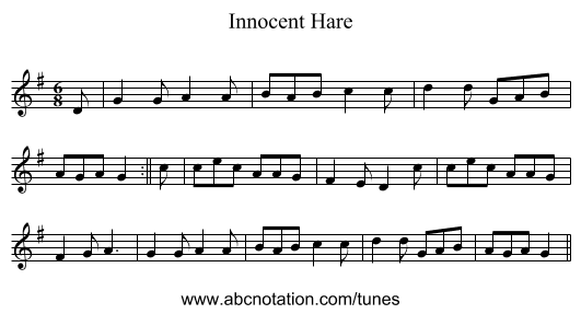 Innocent Hare - staff notation