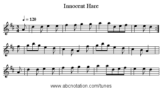 Innocent Hare - staff notation