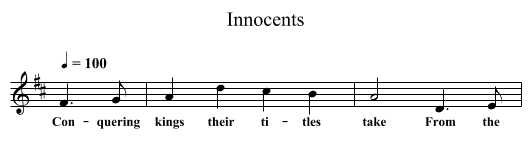 Innocents - staff notation