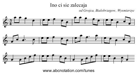 Ino ci sie zalecaja - staff notation