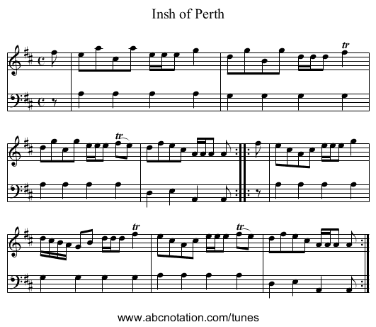 Insh of Perth - staff notation