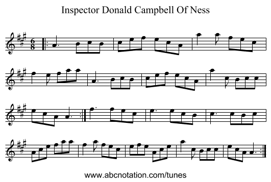 Inspector Donald Campbell Of Ness - staff notation