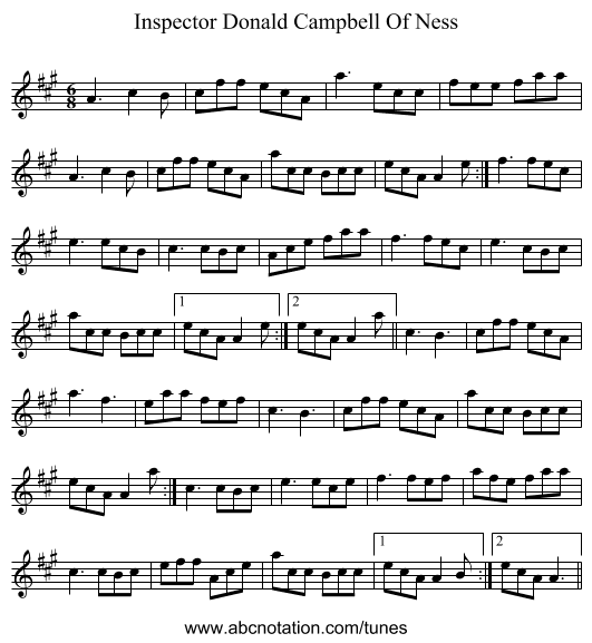 Inspector Donald Campbell Of Ness - staff notation