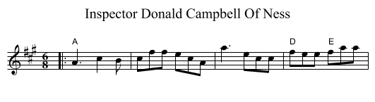 Inspector Donald Campbell Of Ness - staff notation