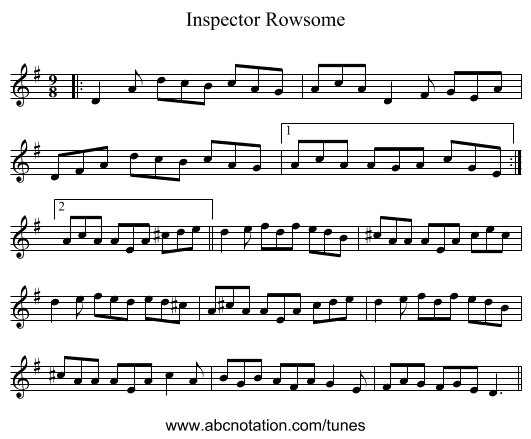 Inspector Rowsome - staff notation