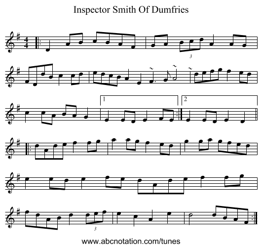 Inspector Smith Of Dumfries - staff notation