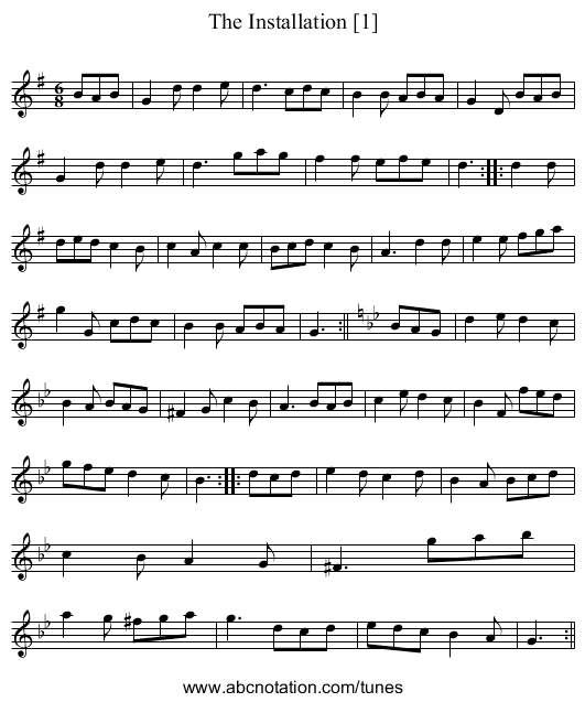 Installation [1], The - staff notation