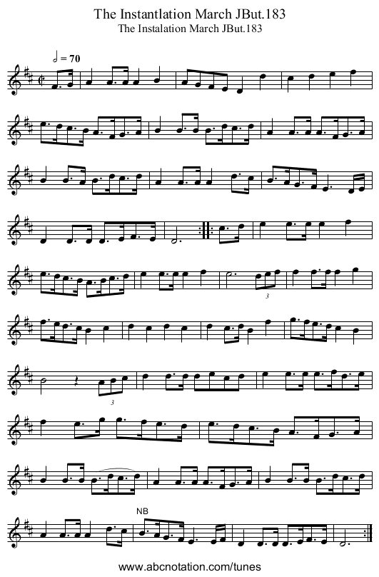 Instantlation March JBut.183, The - staff notation