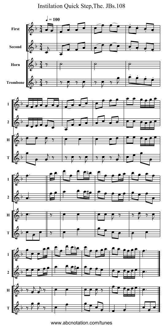 Instilation Quick Step,The. JBs.108 - staff notation