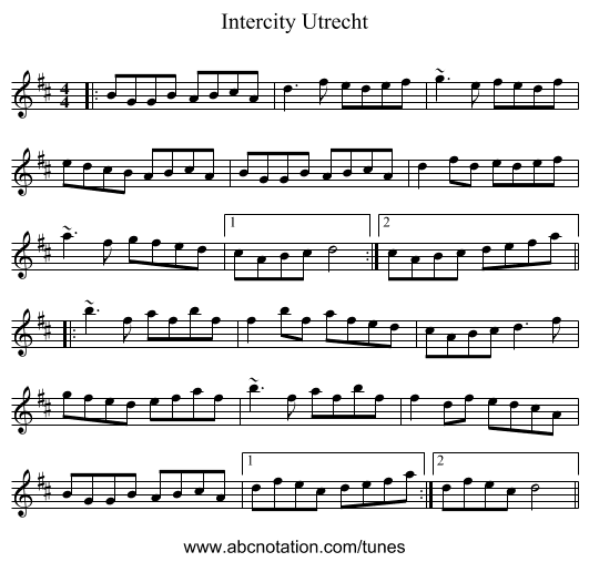 Intercity Utrecht - staff notation