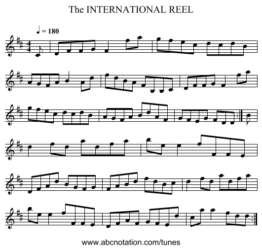 INTERNATIONAL REEL, The - staff notation