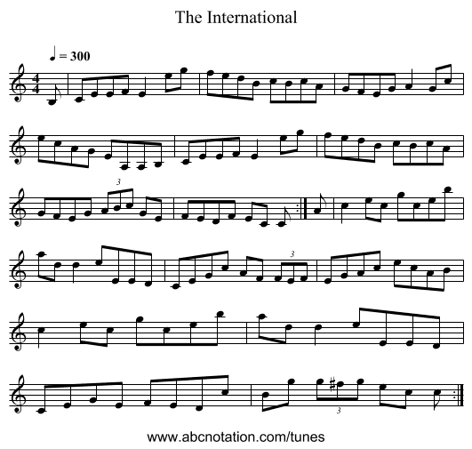 International, The - staff notation