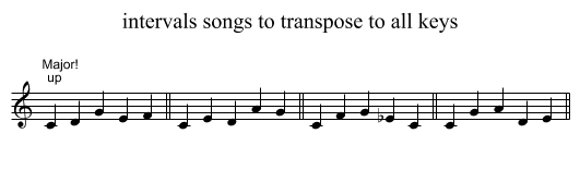 intervals songs to transpose to all keys - staff notation