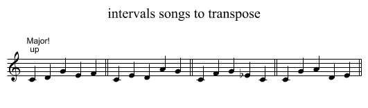 intervals songs to transpose - staff notation