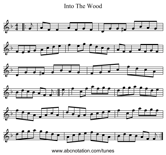 Into The Wood - staff notation