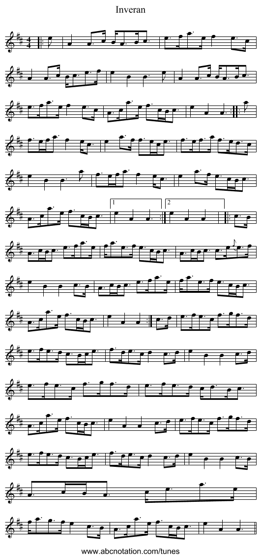 Inveran - staff notation