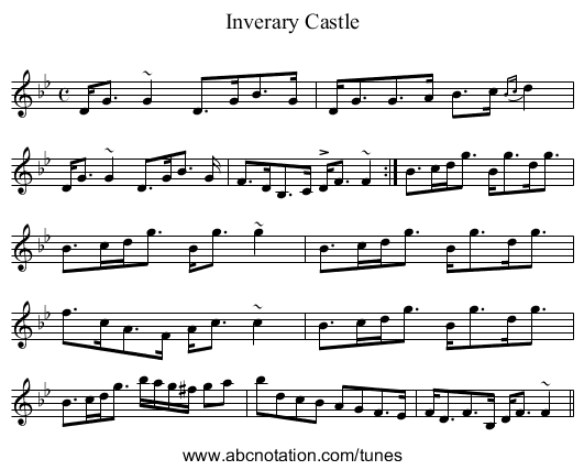 Inverary Castle - staff notation