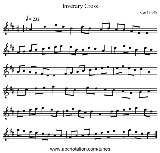 Inverary Cross - staff notation