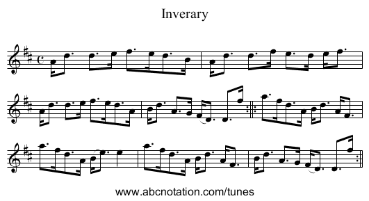 Inverary - staff notation