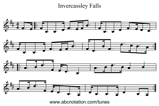 Invercassley Falls - staff notation
