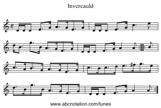 Invercauld - staff notation