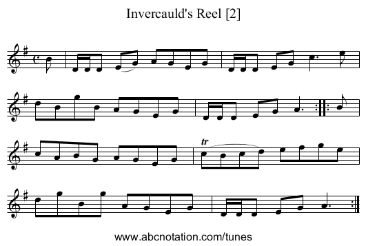 Invercauld's Reel [2] - staff notation