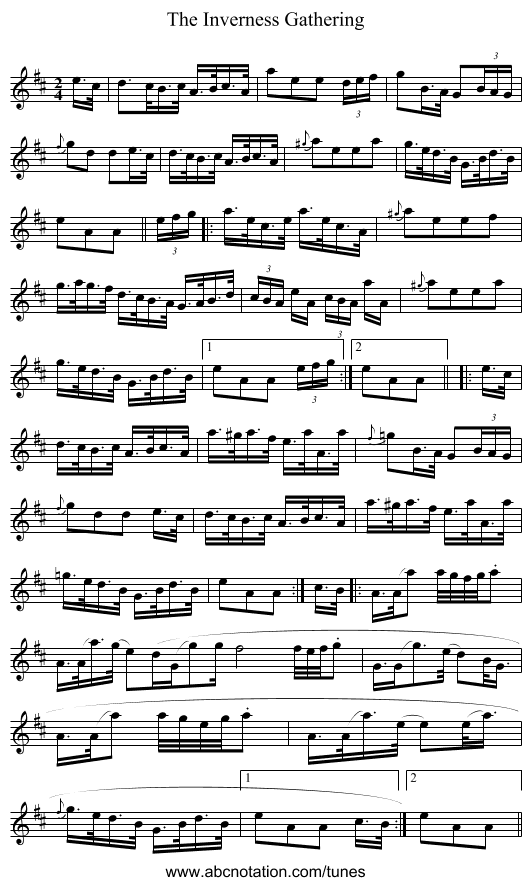 Inverness Gathering, The - staff notation