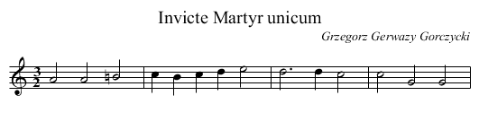 Invicte Martyr unicum - staff notation