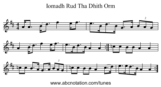 Iomadh Rud Tha Dhith Orm - staff notation