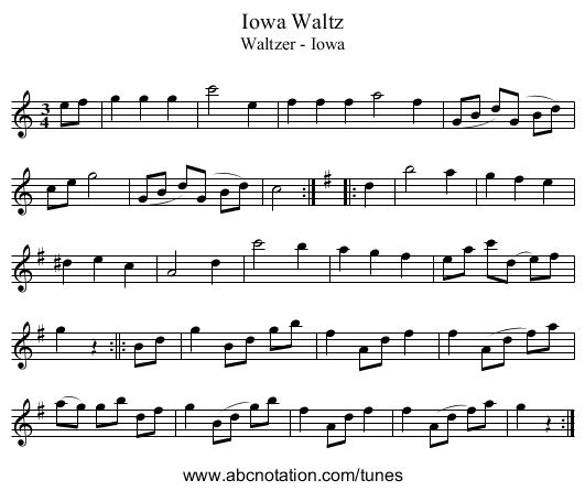 Iowa Waltz - staff notation