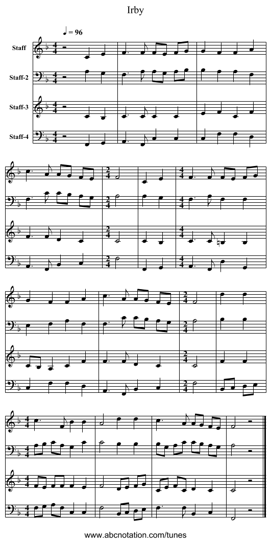 Irby - staff notation