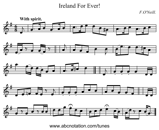 Ireland For Ever! - staff notation